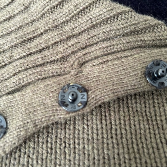 Olive Green Asymmetrical Turtleneck Sweater - Picture 12 of 16
